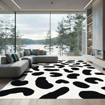 Black White Amoeba Spots Rug