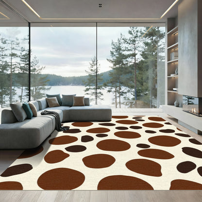 Brown Cream Spotted Irregular Circles Rug