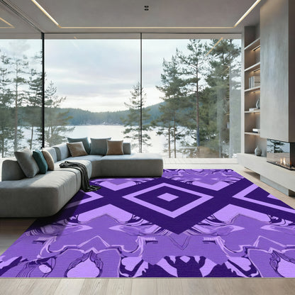 Deep Violet Geometric Diamond Fusion Rug