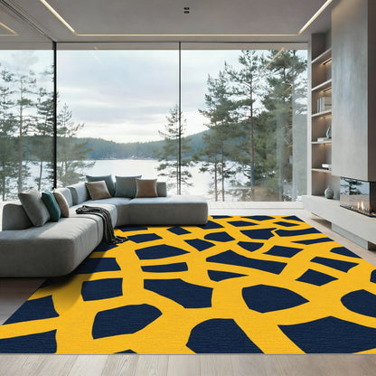 Bold Ochre Abstract Intersecting Lines Rug
