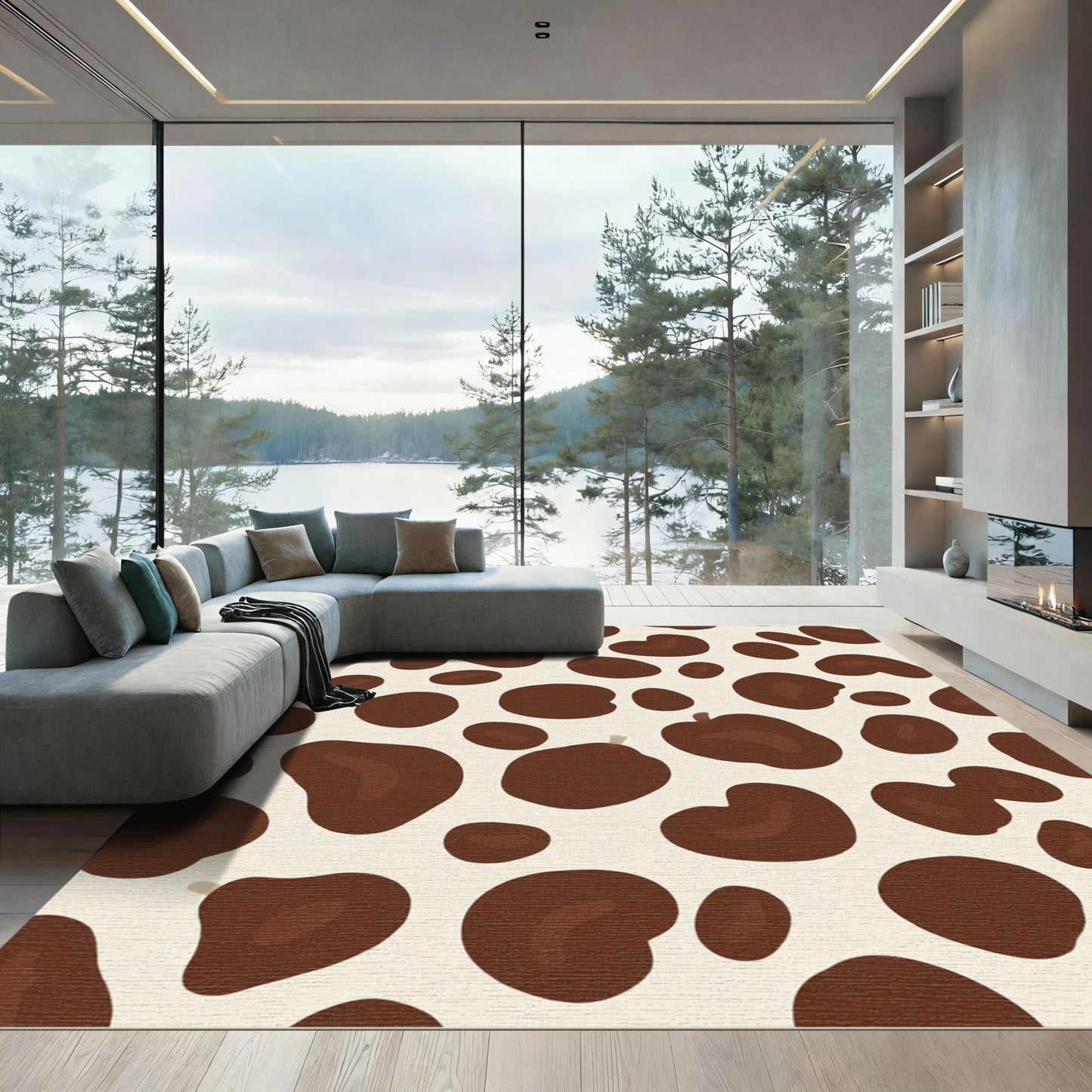 Brown Spots Cream Backdrop Rug