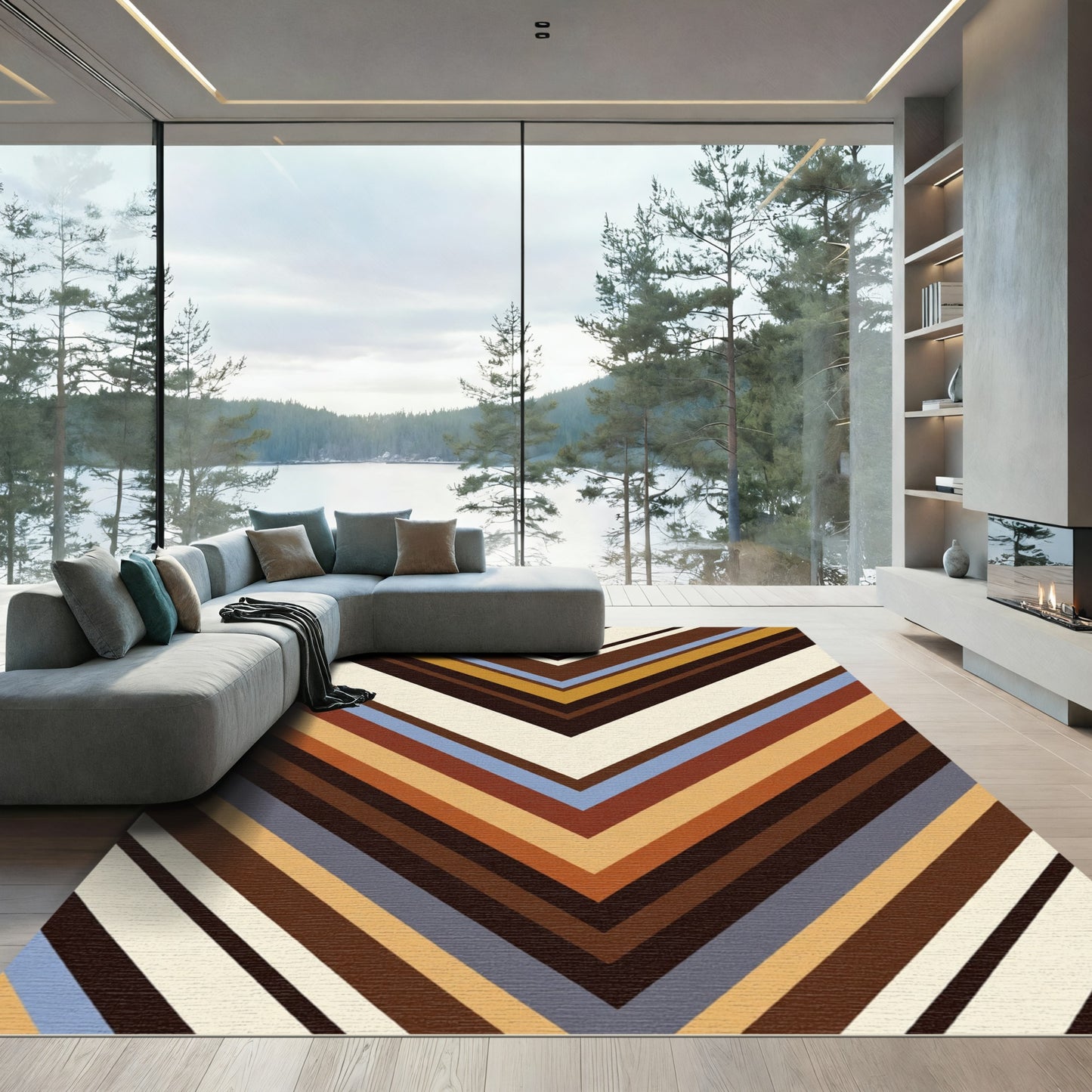 Earthy Chevron Stripes Rug