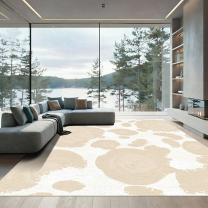 Pale Peach Abstract Organic Shapes Rug