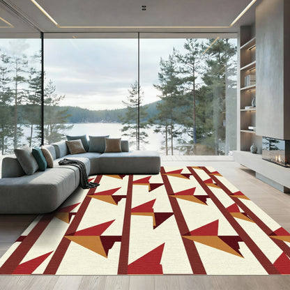 Crimson Ochre Geometric Angle Rug