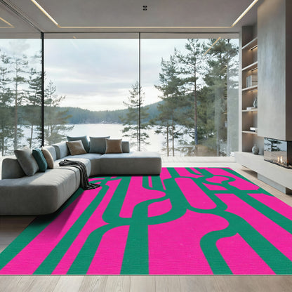 Hot Pink Emerald Swirls Rug