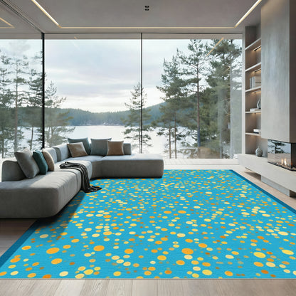 Aqua Gold Confetti Scatter Rug