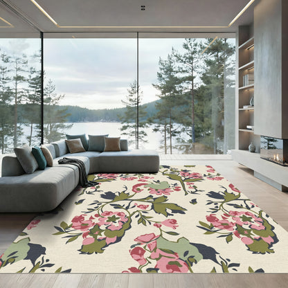 Terracotta Pink Floral Vine Romance Rug