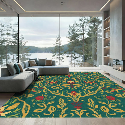 Deep Teal Floral Medallion Harmony Rug