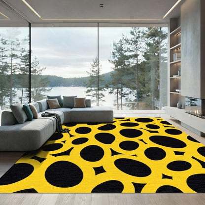 Golden Yellow Abstract Loops Rug