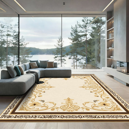 Golden Floral Archway Scroll Rug