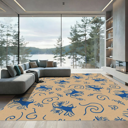 Whimsical Blue Herd Meadow Rug