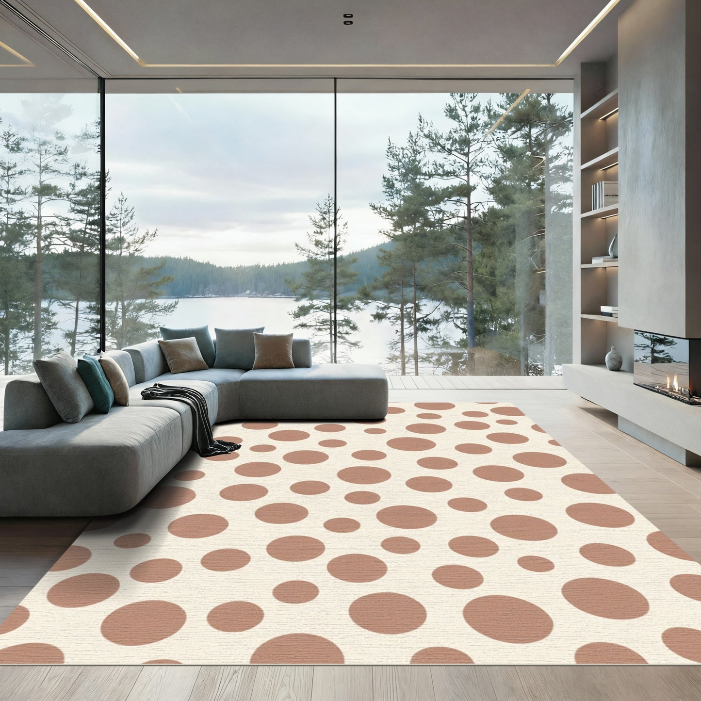 Terra Cotta Dot Pattern Rug
