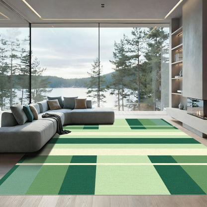 Modern Green Mid Century Stripe Rug