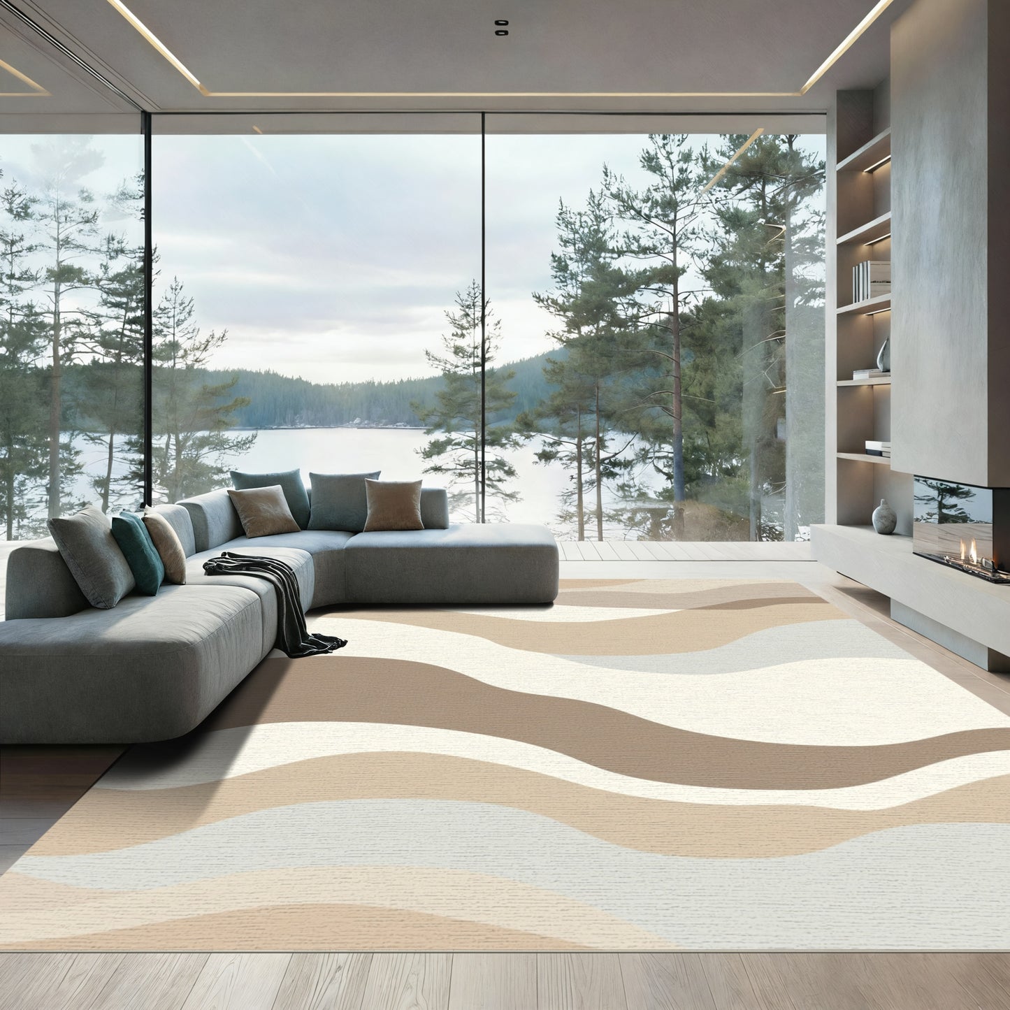 Earthy Wave Landform Abstract Rug