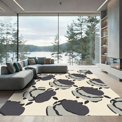 Abstract Slate Rose Arrangement Rug