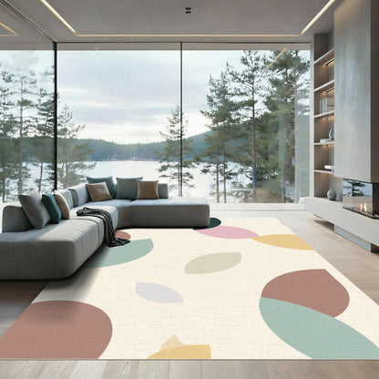 Retro Pastel Geometric Petal Collage Rug