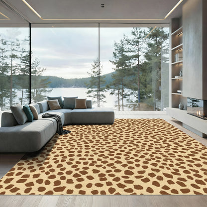 Brown Spotted Cream Animal Hide Rug