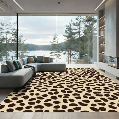 Brown Spotted Ochre Faux Fur Effect Rug