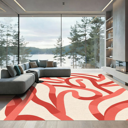 Coral Swirls Abstract Rug