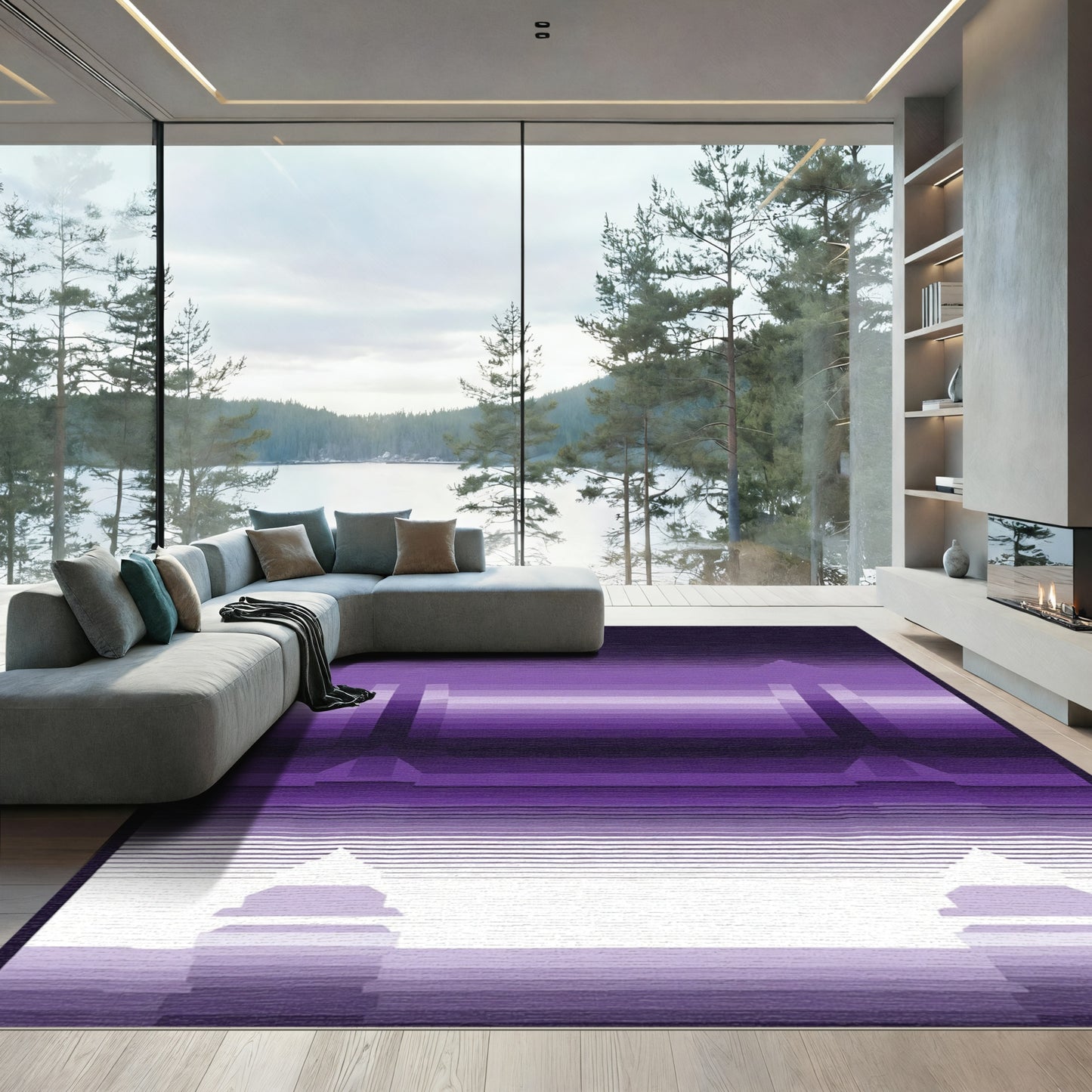 Purple Ombre Abstract Landscape Rug