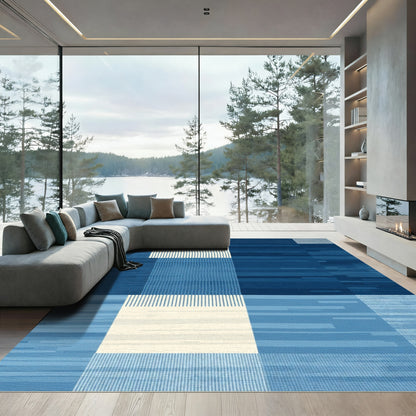 Ombre Blue Abstract Vertical Stripes Rug