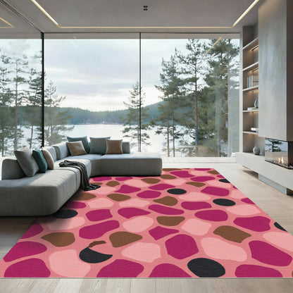 Pink Organic Irregular Shapes Collage Rug
