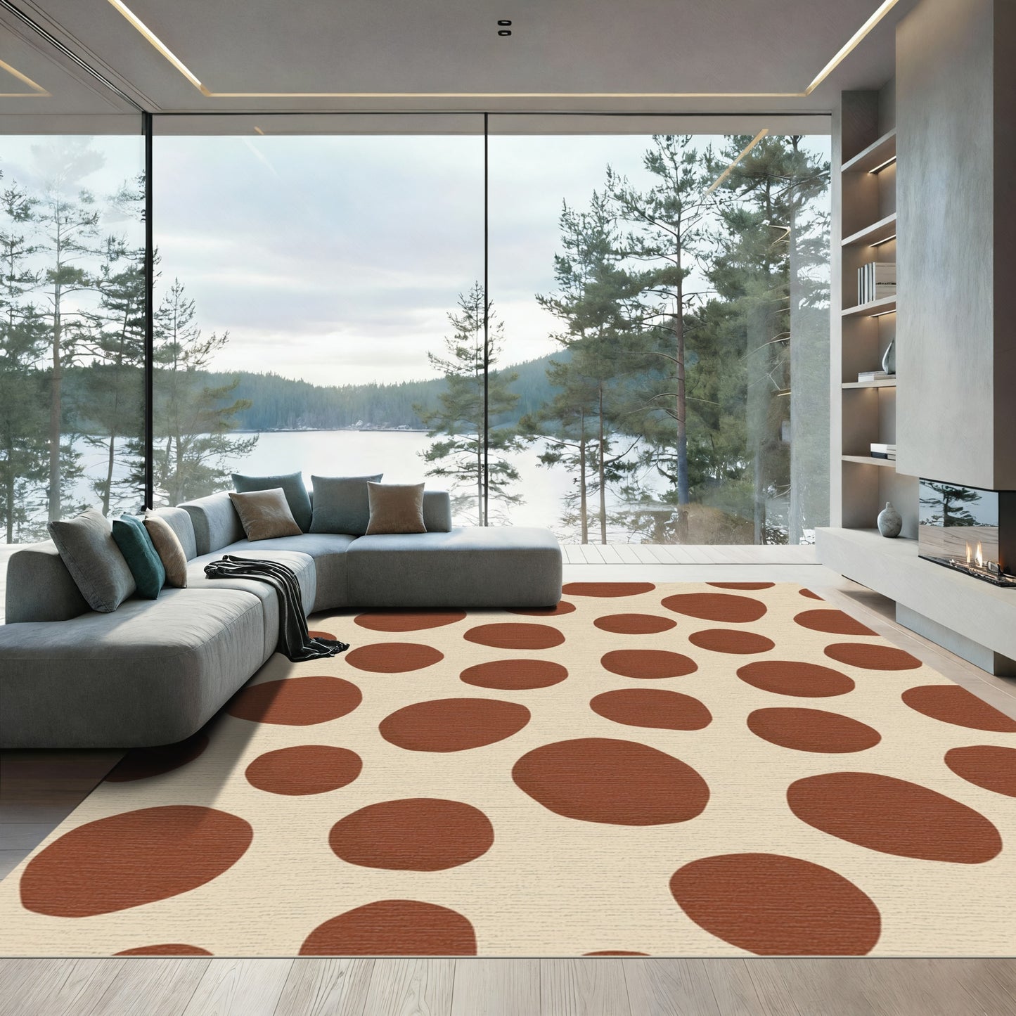 Brown Spotted Abstract Spot Rug