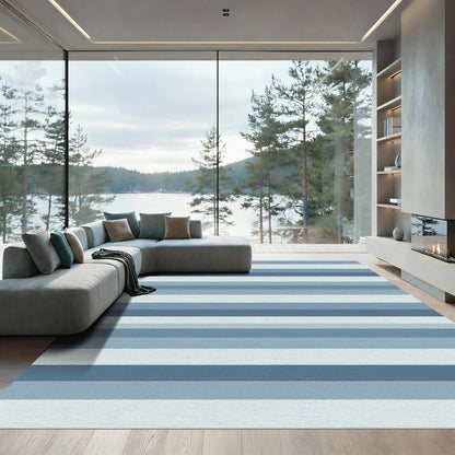Cool Blue Gradient Stripes Rug
