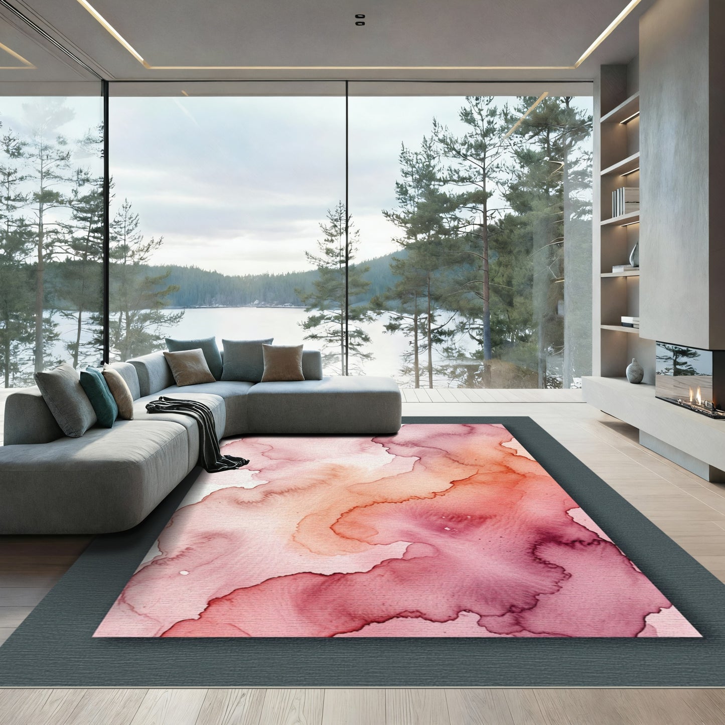 Rose Blush Watercolor Wash Cloud Rug