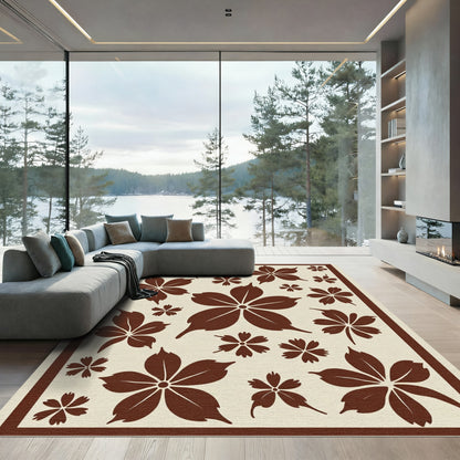 Brown Floral Scatter Arrangement Rug