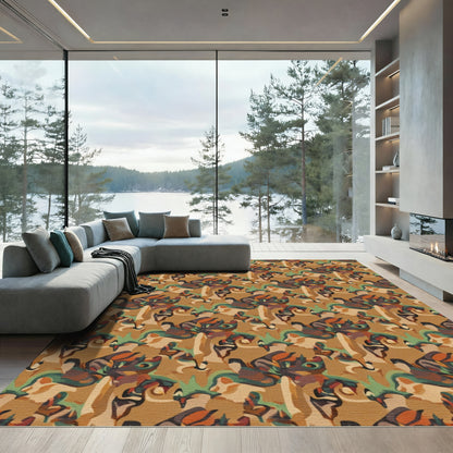Abstract Camouflage Forest Blend Rug