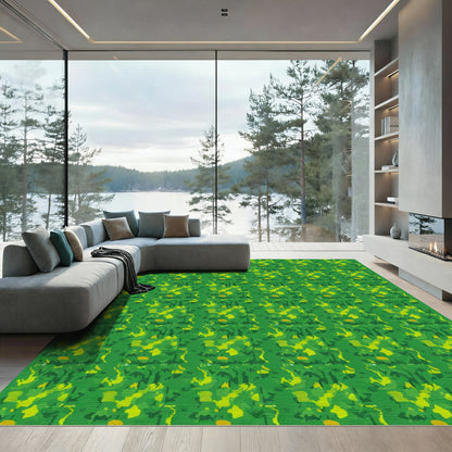 Emerald Green Abstract Brushstroke Rug