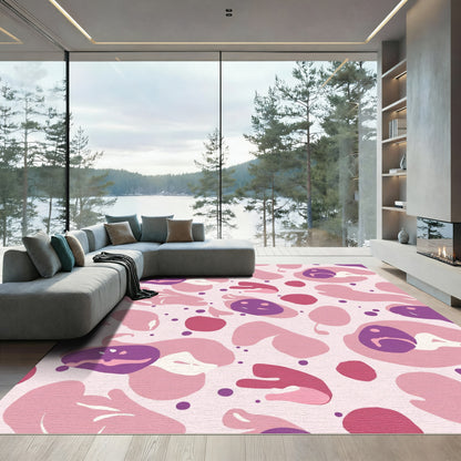 Abstract Pink Amorphous Organic Shapes Rug