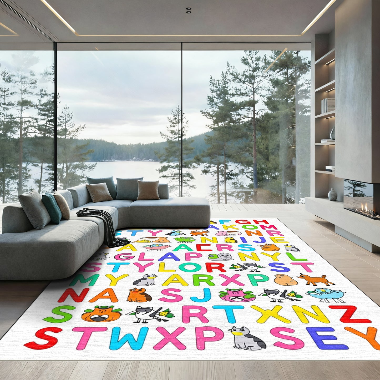 Alphabet Animals Vibrant Color Play Rug
