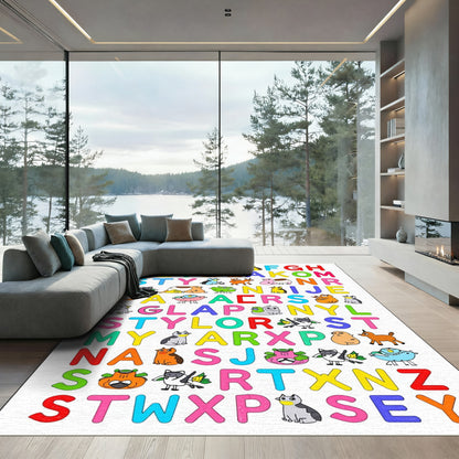 Alphabet Animals Vibrant Color Play Rug