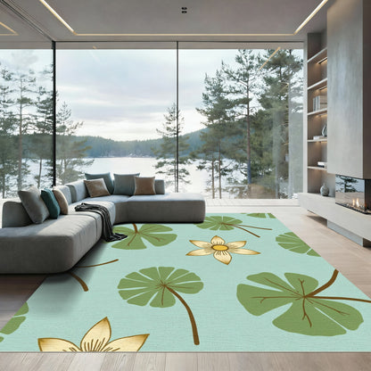 Light Blue Water Lily Garden Rug