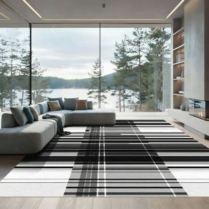 Monochromatic Gray Striped Linear Rug