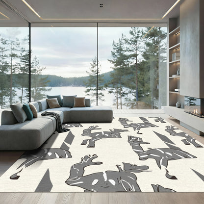 Gray Abstract Deer Stripes Rug