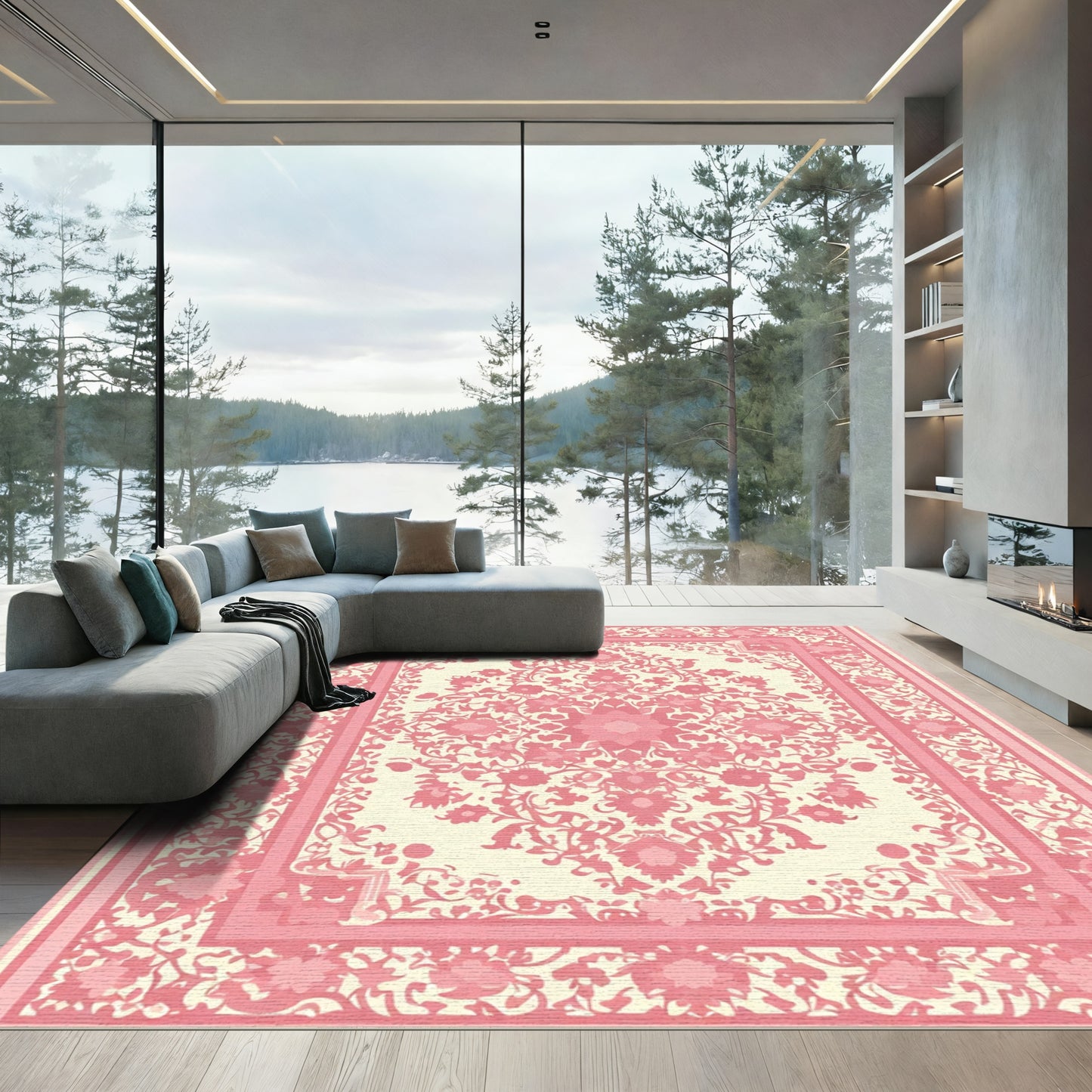 Charming Blush Floral Medallion Rug