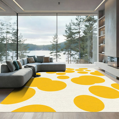 Golden Scattered Circles Rug