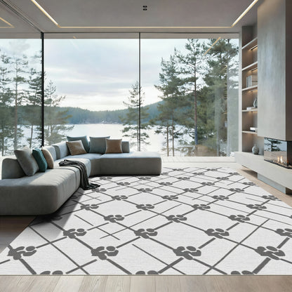 Gray Diamond Vine Lattice Rug