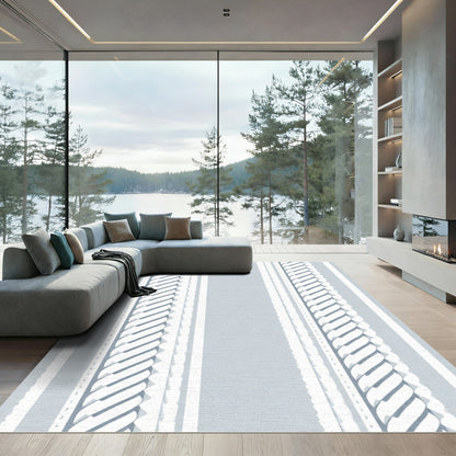 Soft Blue Rope Stripe Rug