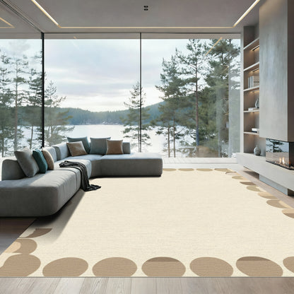 Neutral Earth Tone Circle Border Rug