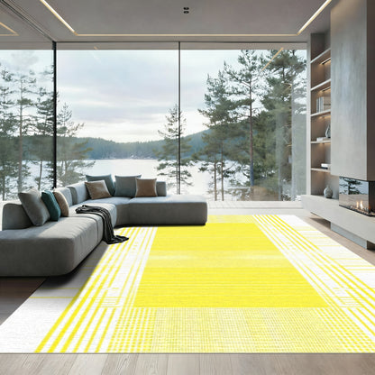 Vibrant Yellow Linear Geometric Rug