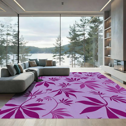 Purple Leafy Vines Botanical Rug