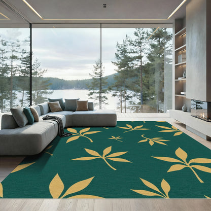 Golden Leaf Emerald Botanical Rug