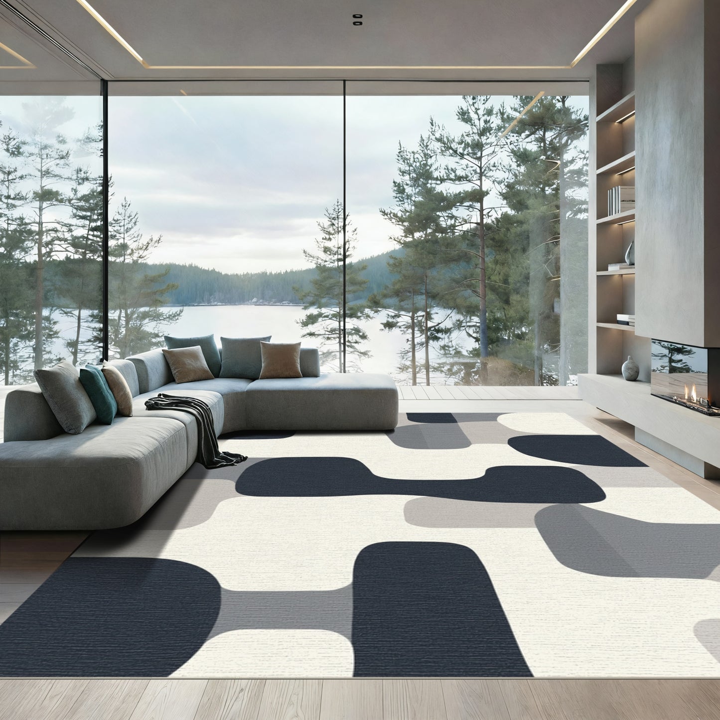 Abstract Mid Century Modern Forms Rug