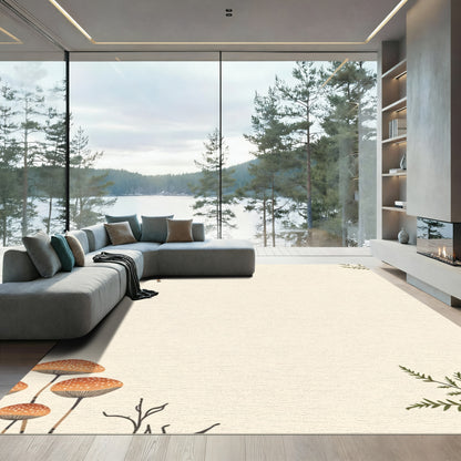 Woodland Mushroom Forest Fern Whimsical Rug