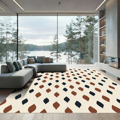 Terracotta Navy Leaf Scatter Rug