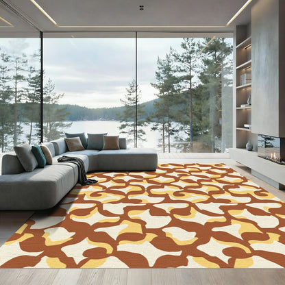 Warm Earth Marbled Abstract Rug